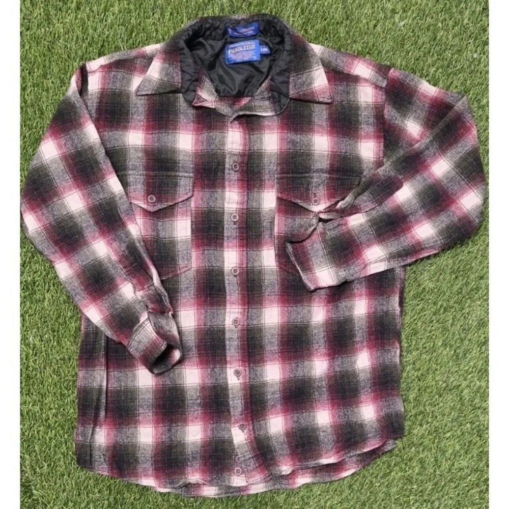 VTG Pendleton Quilt Lined Board Shirt Mens Large Wool Flannel Shacket Plaid USA